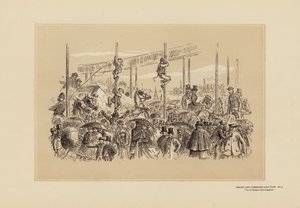 Corrida de barcos de Oxford e Cambridge, n.º 3, Na ponte (gravura)