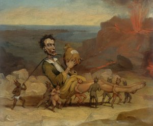 Uma caricatura de Edward Bulwer Lytton (1803-1873) de Hablot Knight Browne