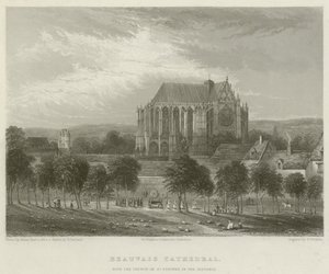 Catedral de Beauvais, com a Igreja de St Etienne à distância de Hablot Knight Browne