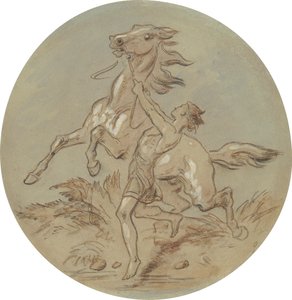 Um dos dezoito desenhos para uma série de placas que ilustram Vénus e Adónis de Hablot Knight Browne