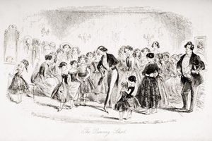 A escola de dança, ilustração de &39;Bleak House&39; por Charles Dickens (1812-1870) publicou 1853 de Hablot Knight Browne