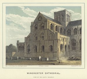 Catedral de Winchester, vista do transepto norte de Hablot Knight Browne