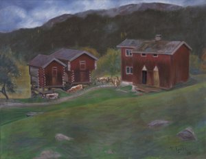 Farmyard em Åse em Telemarken, Noruega de Halfdan Egedius