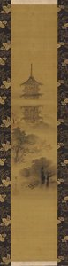 Um pagode, período Edo, meados do século XVII-início do século XVIII. de Hanabusa Itcho