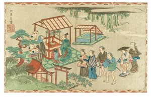 Visita a um santuário xintoísta, c.1830-1839 (xilogravura sobre papel)