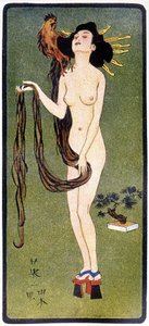 Jovem japonês nu - em "boneca japonesa" de Félicien Champsaur, doente. Hanafusa Itcho, Paris