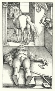 O noivo enfeitiçado (gravura) de Hans (after) Baldung Grien