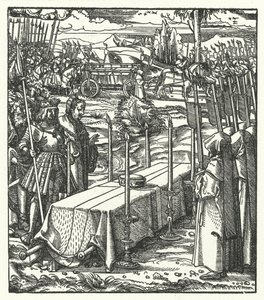 Arquiduque Maximiliano da Áustria ao lado do caixão do assassinado Louis de Bourbon, Príncipe-Bispo de Liège