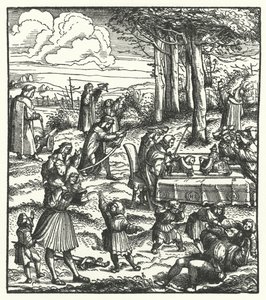 Arquiduque Maximiliano da Áustria com os seus companheiros de brincadeira quando criança (gravura) de Hans (after) Burgkmair