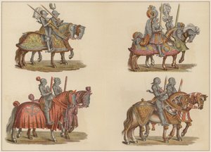 Cavaleiros a cavalo (cor litho) de Hans (after) Burgkmair