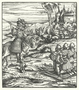 Cena da segunda revolta flamenga contra o domínio dos Habsburgos de Hans (after) Burgkmair
