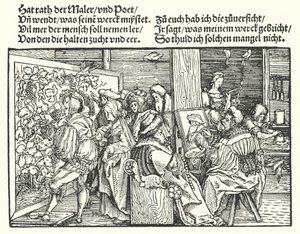 Os Pintores (gravura) de Hans (after) Burgkmair