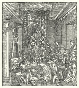 O príncipe com os proclamadores de sua glória (gravura) de Hans (after) Burgkmair