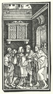 Madeira cortada de De Remediis Utriusque Fortunae (Remédios para a Feira da Fortuna e Falta) por Petrarca (gravura) de Hans (after) Burgkmair