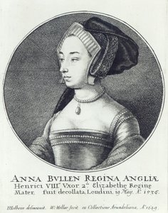 Ana Bolena, gravada por Wenceslaus Hollar de Hans (after) Holbein the Younger