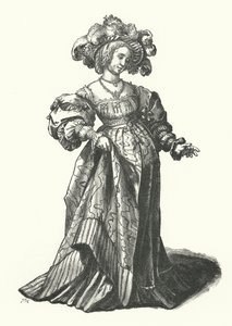 Figurino de uma mulher de Basileia (gravura) de Hans (after) Holbein the Younger