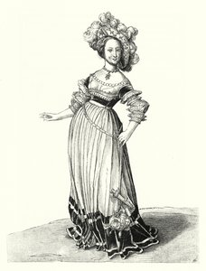 Figurino de uma mulher de Basileia (gravura) de Hans (after) Holbein the Younger