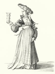 Figurino de uma mulher de Basileia (gravura) de Hans (after) Holbein the Younger