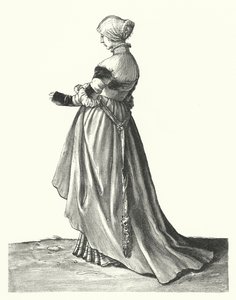 Figurino de uma mulher de Basileia (gravura) de Hans (after) Holbein the Younger