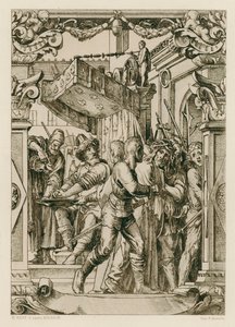 Jesus Cristo, Pilatos lavando as suas mãos (gravura) de Hans (after) Holbein the Younger