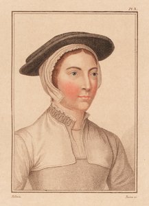 Retrato de mulher desconhecida da corte do rei Henrique VIII.,1812 (gravura) de Hans (after) Holbein the Younger