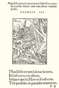 A Maldição sobre a Terra e sobre o Homem (gravura) de Hans (after) Holbein the Younger