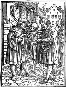 A morte simulada de Hans Holbein, o Jovem (1497-1543): o advogado (gravura) de Hans (after) Holbein the Younger
