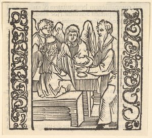 Anjos servidos em uma mesa, ilustração de Speculum Passionis, 1507, 1507. de Hans Baldung