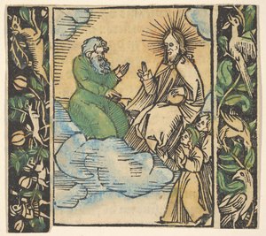 Ilustração do jardim de resolução do Rosário Mariae. de Hans Baldung