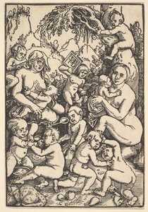 Duas mães com filhos morrem Kinderaue, ca. 1512. de Hans Baldung