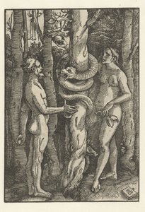 Adão e Eva com a cobra Tentação de Hans Baldung Grien