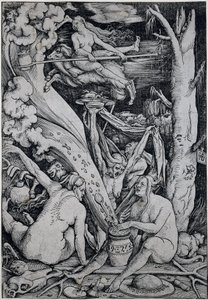 Bruxas conjuram durante o Sábado das Bruxas de Hans Baldung Grien
