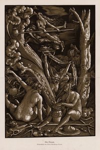 O Sabá das Bruxas (xilogravura) de Hans Baldung Grien