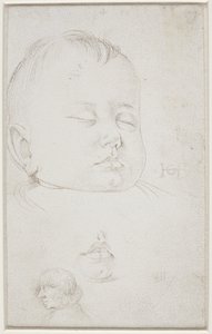 A cabeça de um menino pequeno em perfil de três quartos, a boca entreaberta do menino e de Hans Baldung Grien