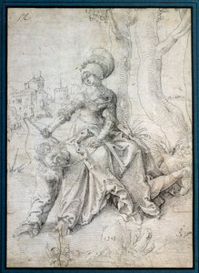 A mulher a montar o homem: Phyllis sentada nas costas de Aristóteles que anda de quatro. Desenho de Grien Hans Baldung (1484-1545) Ec. Todos.