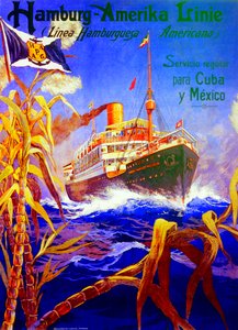 Cartaz publicitário da Linha Americana de Hamburgo