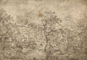 Paisagem com Abraão e Anjos, 1567 de Hans Bol