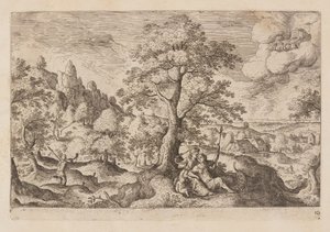 Placa 10, de Paisagens com cenas do Antigo e do Novo Testamento e Metamorfoses de Ovídio de Hans Bol