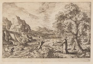 Placa 22, de Paisagens com cenas do Antigo e do Novo Testamento e Metamorfoses de Ovídio de Hans Bol