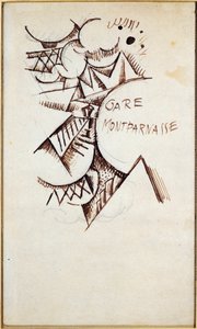 Gare Montparnasse Desenho com tinta e lápis chinês por Hans Bolz (1885-1918) 1912 Colecção privada de Hans Bolz