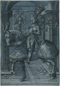 Retrato equestre do imperador Maximilian, 1508. de Hans Burgkmair