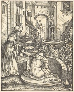 Bate-Seba em seu banho de Hans Burgkmair I