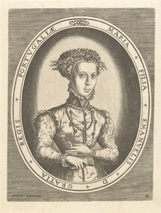 Retrato da princesa Maria de Portugal Casas reais europeias (título da série) de Hans Collaert (I)