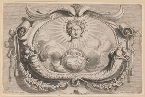 Dispositivo de impressão para Jan van Keerbergen: vinheta para Biblia Cum Glossa Ordinaria de Hans Collaert the Younger