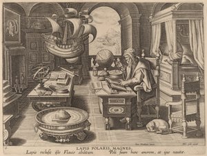 Lapis Polaris, Magnes (The Lodestone, The Magnet) de Hans Collaert the Younger after Jan van der Straet