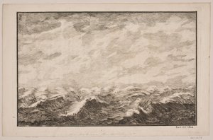 Navios em mar agitado. Ilustração para Fontenay, "Söe-Evolution"; Copenhague 1743 de Hans Henrich Christian Ulrich