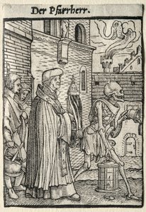 Dança da Morte: O Pastor. de Hans Holbein