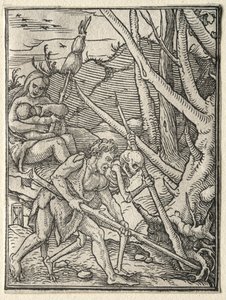 A dança da morte: Adam Tilling the Earth. de Hans Holbein