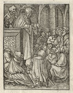 A Dança da Morte: O Pregador, O Sacerdote. de Hans Holbein
