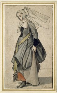 Uma jovem inglesa, século XVI (caneta e tinta sobre papel) de Hans Holbein der Jüngere